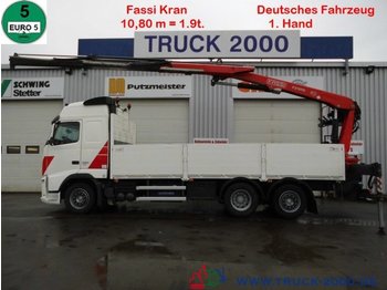 Camión caja abierta, Camión grúa Volvo FH13-420 Fassi 22T/M 11m=2t.1.Hand Deutscher LKW: foto 1