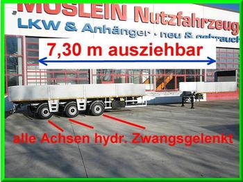 Möslein 3 Achs Tele- Auflieger, 8 m ausziehbar, hydr. Zw - Semirremolque plataforma/ Caja abierta