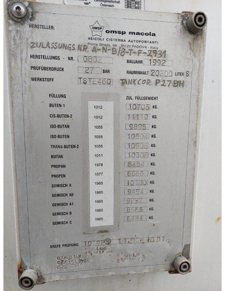 OMSP Macola Tanktrailer 20.200 Liter lpg Gas, Gaz, LPG, GPL, Propane, Butane tank ID 3.135 - Cisterna semirremolque: foto 5